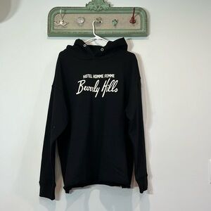 Streetwear hotel homme + femme hooded sweatshirt black white Mens XL new